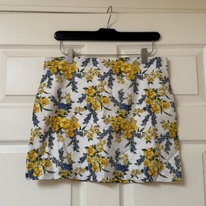 NWOT Forever 21 Blue & Yellow Floral Print Mini Skirt